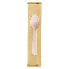 250 CUCCHIAINI MONOUSO IN LEGNO IMBUSTATI SINGOLARMENTE 11CM SIGNOR BIO