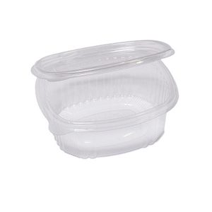 PACK 50 CONTENITORI OVALI IN PET CON COPERCHIO INCERNIERATO 14X11,9CM CUKI